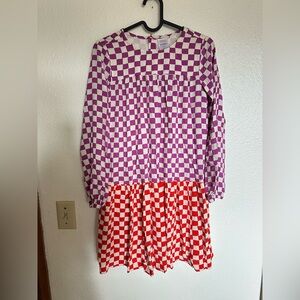 Hanna Andersson plaid tiered dress. Size 150; us 12.